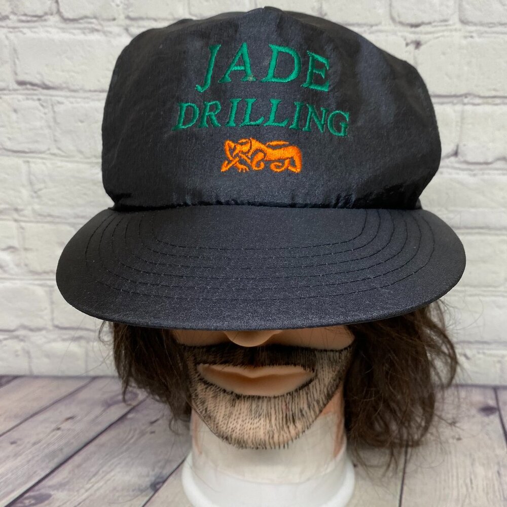 Vintage Oilfield Nylon Trucker Hat Cap Snapback Jade Drilling Embroidered Oil